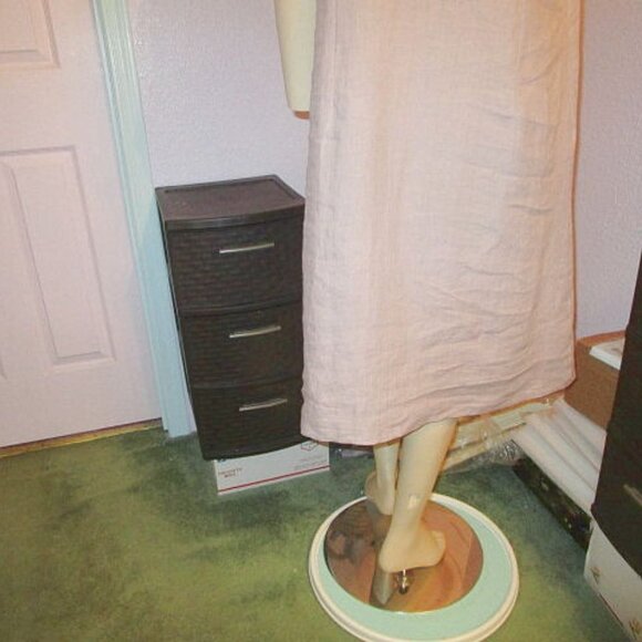 NWT Oda Lux LINEN Midi Size XL 44 DRESS Lavender COWL NECK Short Sleeve POCKETS - Picture 11 of 12